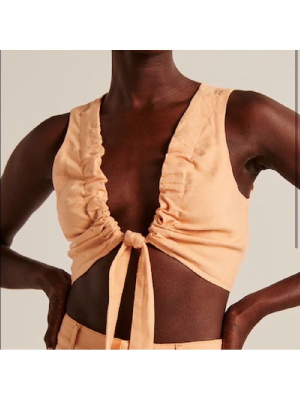 Abercrombie & Fitch Linen Tie-Front Crop Top - Picture 11 of 11